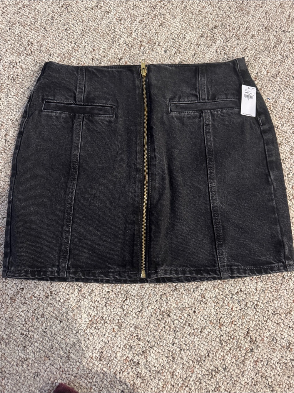 Old Navy Black Denim Mini Skirt with Center Gold Zip
